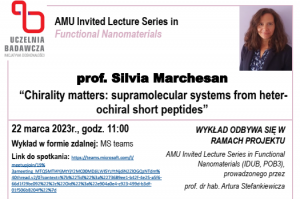 Wykład Prof. Silvia Marchesan, 22 marca br. o godz. 11.00,  na platformie TEAMS